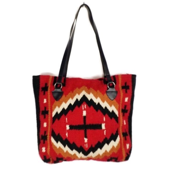 Artisan Multicolor Handwoven Wool Blend Zapotec Cross Print Purse Womens Large - Picture 2 of 10